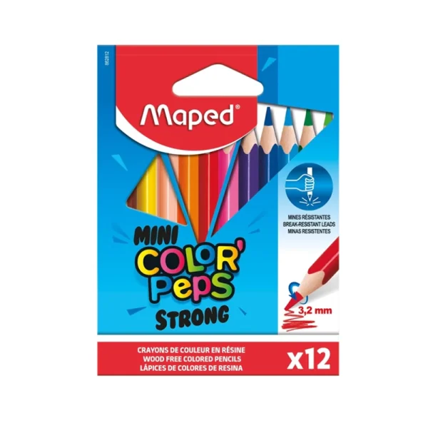 12 Crayons de couleur Maped Mini Strong- Très résistants