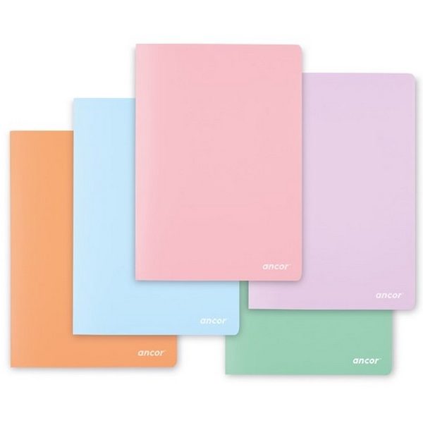 CAHIER PIQUE *ANCCOR* 21*29,7CM 96 PAGES 90G COUVERTURE POLYPROPYLENE COULEUR PASTEL ANCOR