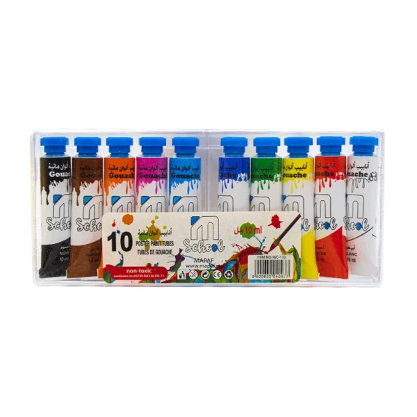 Gouaches 10 couleurs en plastique M.SCHOOL 