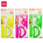 Kit de traçage Deli - 2 Equerres + Rapporteur + Règle 20 cm