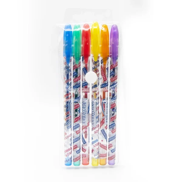 Pochette de 6 Stylos Gel Pailletés 1mm AMBASSADOR