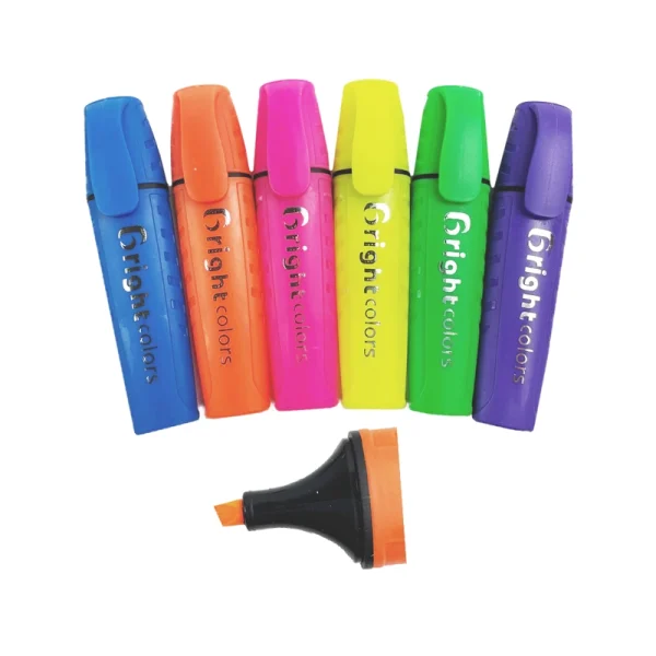 Surligneur fluorescent 6 couleurs