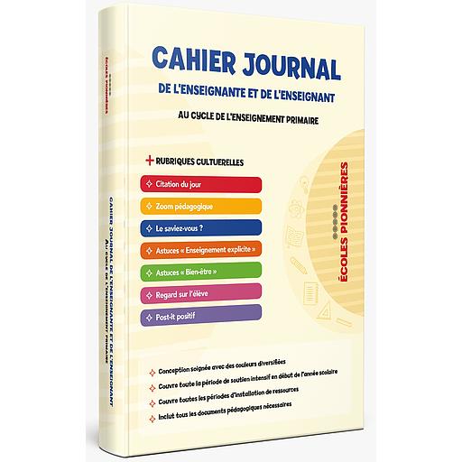 CAHIER JOURNAL DE L'ENSEIGNANTE ET DE L'ENSEIGNANT AU CYCLE DE L'ENSEIGNEMENT PRIMAIRE ECOLES PIONNIERES -emktaba-librairie agadir